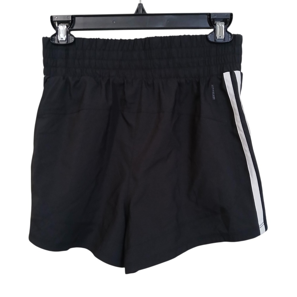 Adidas Women Black Striped Athletic Running Shorts Elastic Waist Small Aeroready
